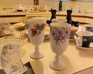 Waterford owl, goblets