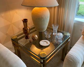 Brass and glass side table