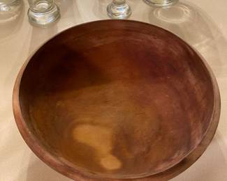 wooden bowl, glassware