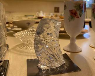 Waterford owl, glassware