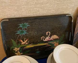 serving tray, china set