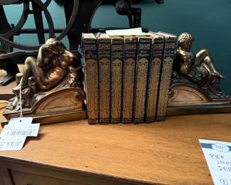 Pier 1 Imports dresser, Night and Day Bronze Clad Bookends Pair