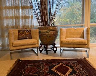 Pair of Milo Baughman cube chrome chairs