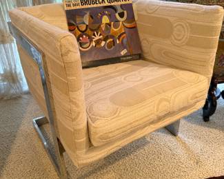 Pair of Milo Baughman cube chrome chairs
