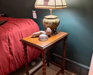 Claw Footed Brass and Porcelain Lamp