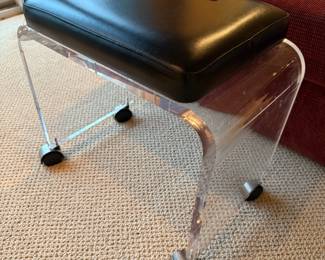 Waterfall Lucite rolling vanity stool