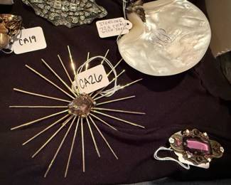 Hobe sterling brooch, Vintage starburst brooch