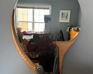 Abstract Wooden Wall Sculpture and Mirror by Jan Jacque