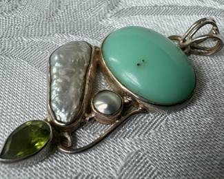 Sterling Silver & Mixed Stone Pendant