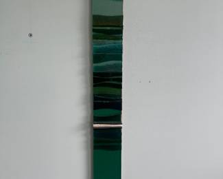 Glass Mosaic Wall Art "Jade Carpet" Signed on Back by Alicia Kelemen 2020