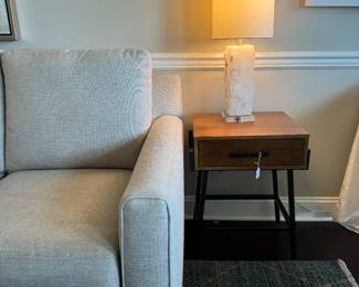 Gil & Roy Wood & Black Metal 1 Drawer Side Table (20"W x 15"D x 24"H)