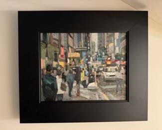 Framed "Crowded Street" Original Oil on Canvas signed Jim Beckner