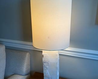 White Stone with Glass Base Table Lamp
