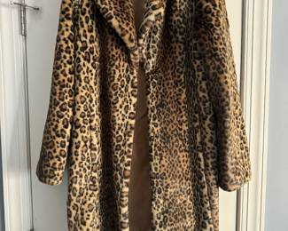 Women's Spiegel Faux Fur Leopard Fur Coat Size 10