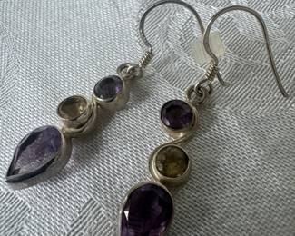 Sterling Silver & Amethyst Earrings