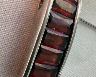 Sterling Silver Necklace with Sterling Silver Garnet Pendant 