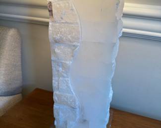 White Stone with Glass Base Table Lamp