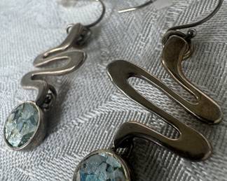 Sterling Silver & Roman Glass Earrings