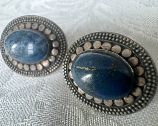 Sterling Silver Navajo Lapis Earrings