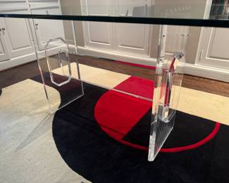 Lucite Base with Glass Top Dining Table (Top - 36"W x 66"L x 29"H / Base - 14"W x 35"L x 28"H)