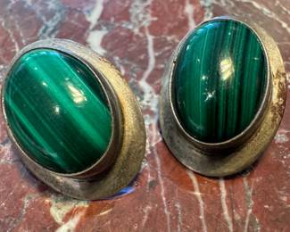 Sterling Silver & Malachite Earrings
