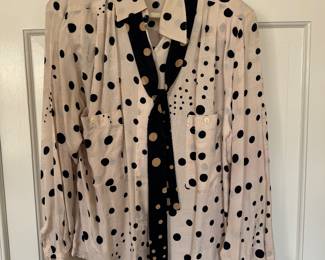 Women's Christian Dior Polka Dot Silk Blouse Size 10