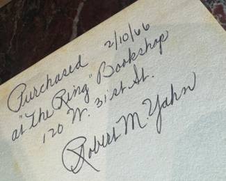 "Boxing's Unforgettable Fights" by Lester Brombert Purchased 2/10/66 at "The Ring" Bookshop 120 W 31st St. 