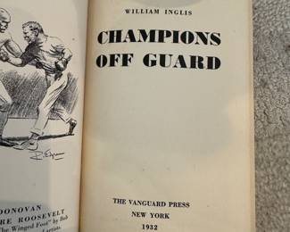 "Champions Off Guard" by William Inglis - First Edition