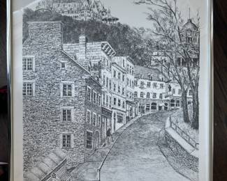 Framed Original Ink on Paper "Cate de Montaigne" Signed Unknown Quebec 6 July 77