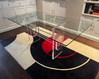 Lucite Base with Glass Top Dining Table (Top - 36"W x 66"L x 29"H / Base - 14"W x 35"L x 28"H)