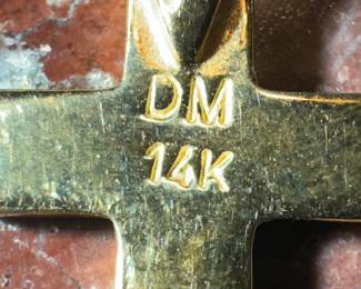 14K Gold Necklace with 14K Gold Cross Pendant