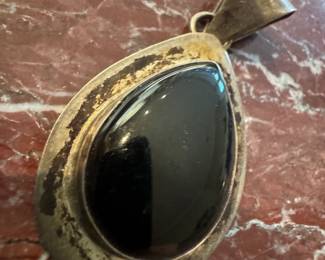 Sterling Silver with Onyx Pendant