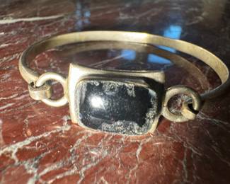 Sterling Silver with Onyx Stone Bracelet