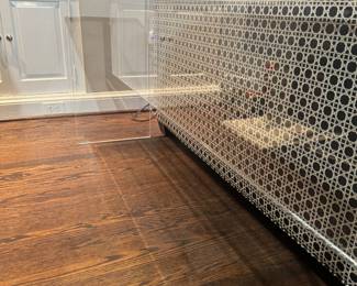 Lucite Base with Glass Top Console Table (70"W x 14"D x 25-1/2"H)