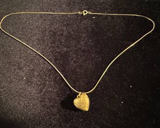 14K Gold Necklace with 14K Gold Heart Pendant