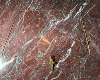 14K Gold Necklace with 14K Gold Cross Pendant