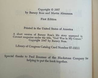 "No Man Stands Alone - The True Story of Barney Ross" by Barney Ross and Martin Abramson - First Edition