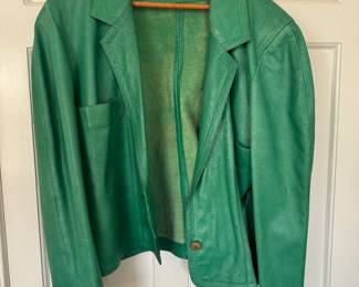 Women's Mario Valentino Green Leather Jacket Size 44