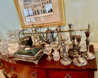 Silverplate and crystal