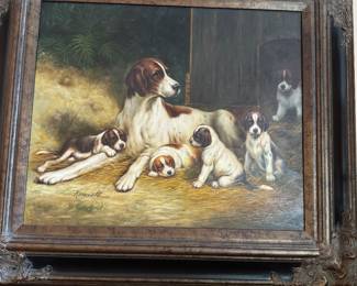Dog with puppies art