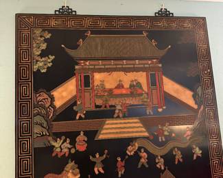 Black lacquer Asian plaque