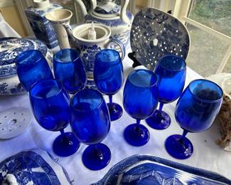 Cobalt blue wine glasses