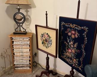 Antique needlepoint fireplace screens 