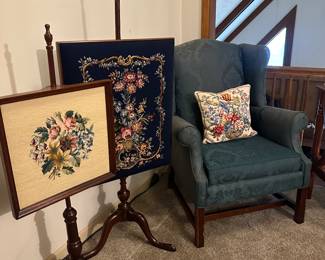 Antique needlepoint fire screens 