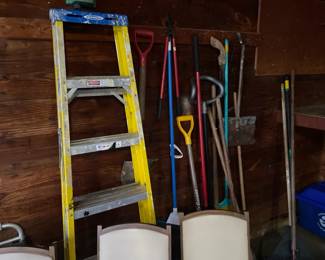 ladders, yard tools