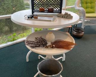 Coral Fans, Metal Trashcan, Outdoor Tables
