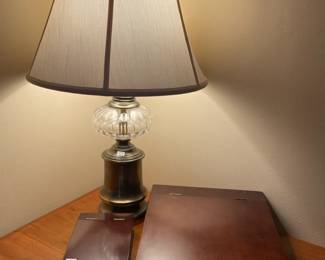 Brass and Crystal Table Lamp, Brass Candle Snuffer Scissors