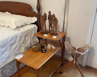 Wood Carved Man (A), Wood Carved Man (B), Traveling Man Statue, Springbok Hide Tripod Chair