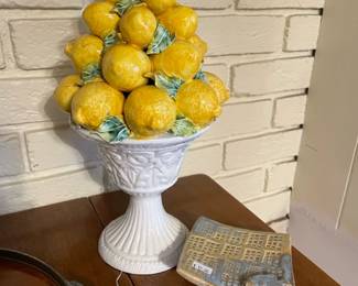 Italian Vintage Majolica Lemon Tree, Handmade Ceramics