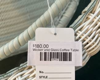Wicker and Glass Coffee Table